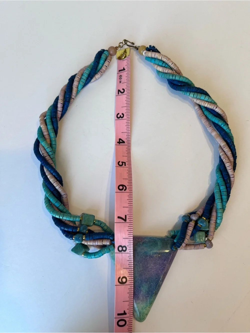 80’s Chunky Statement Necklace Teal Purple Geometric